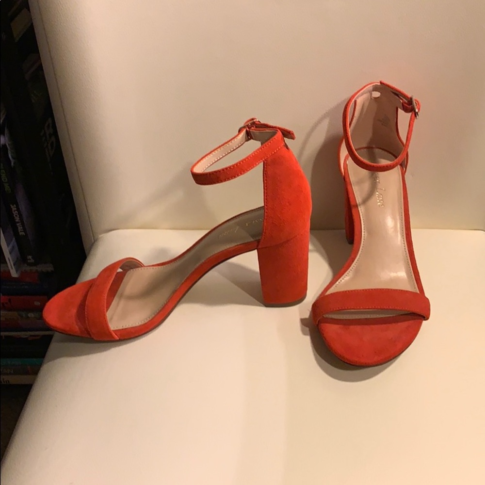 2 inch orange suede heals size 7M